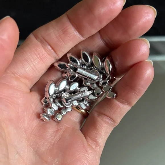 Signed Sherman Rhinestone Earrings - Picture 2 of 3